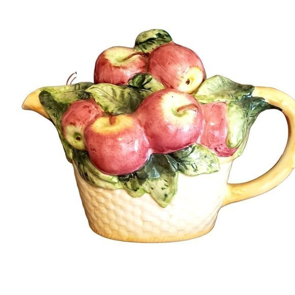 Vintage World Bazar Apple‎ Basketweave Teapot - Picture 1 of 8